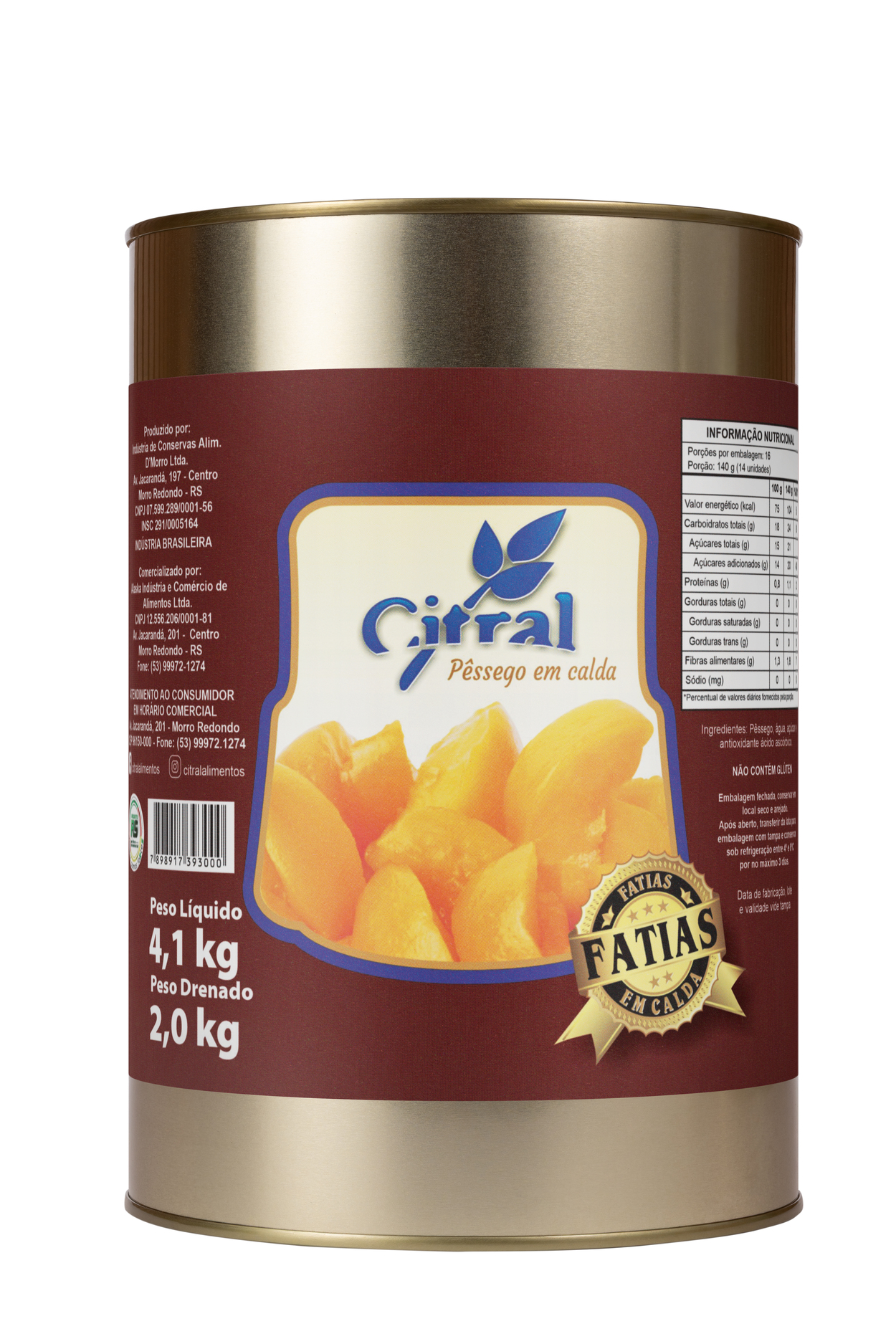 Citral Pessego Fatias Food Service 4100G